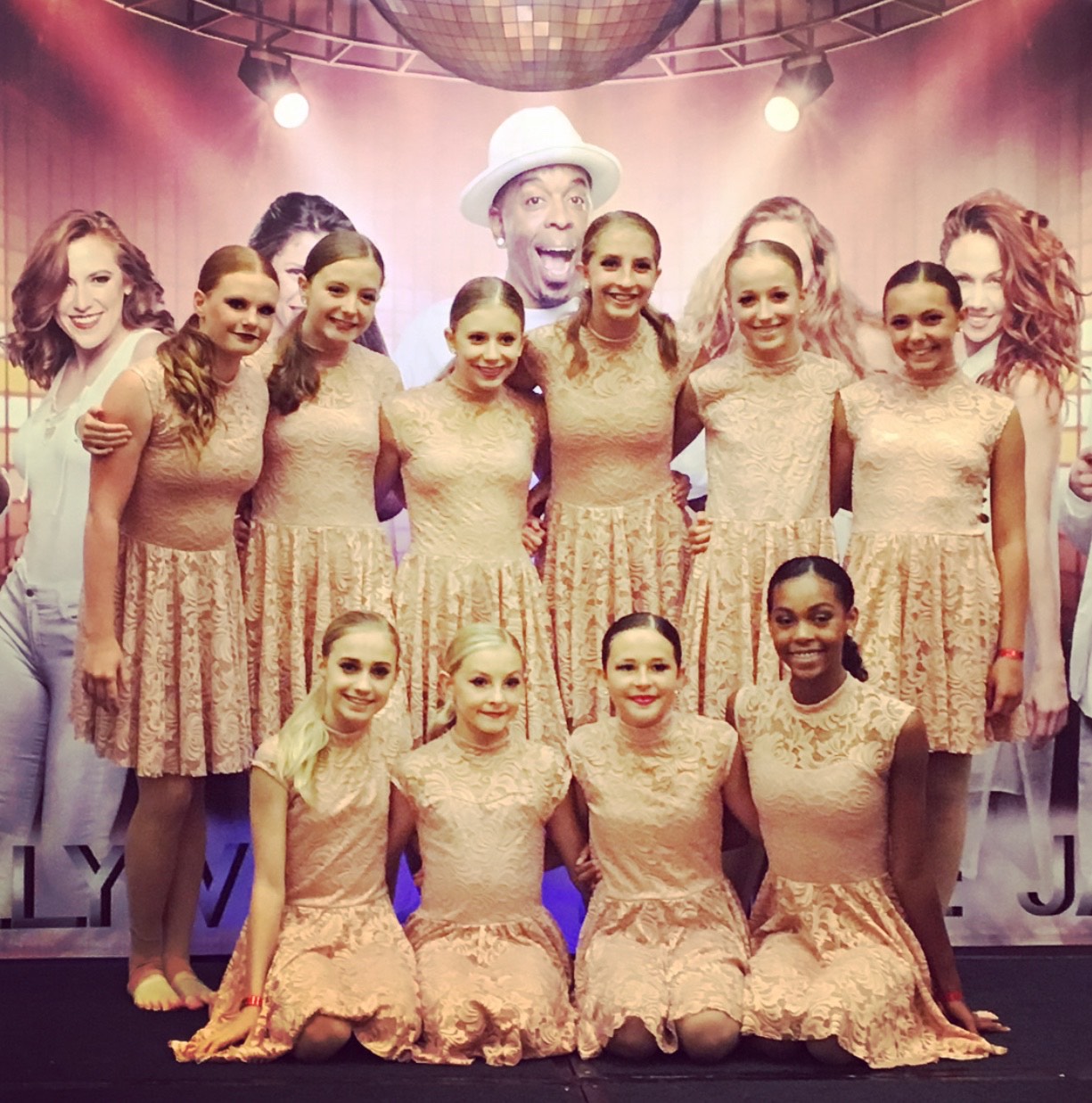 TSOD performing company in lace costumes at a national competition